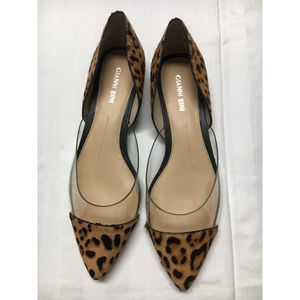 Gianni Bini Leopard Print Soreene Flats Calf Hair PVC Leather Womens Size 8M EUC